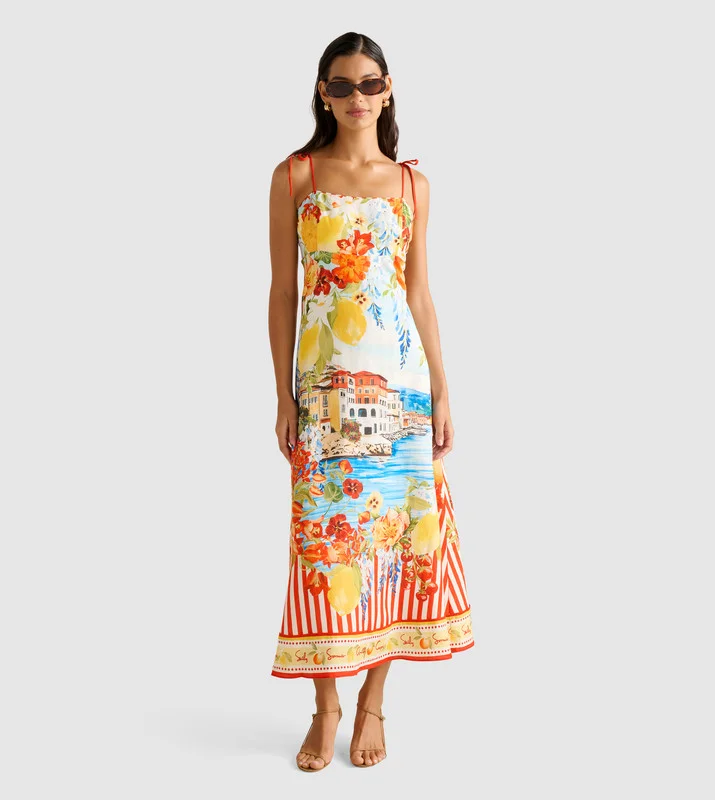 فورايفر نيو SICILIA Printed Strappy Midi Dress